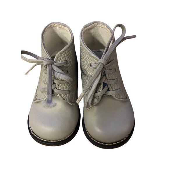 Vintage Style Josmo Baby First Walker Boots In Gray Textured Leather Size 4 Used - Picture 12 of 13